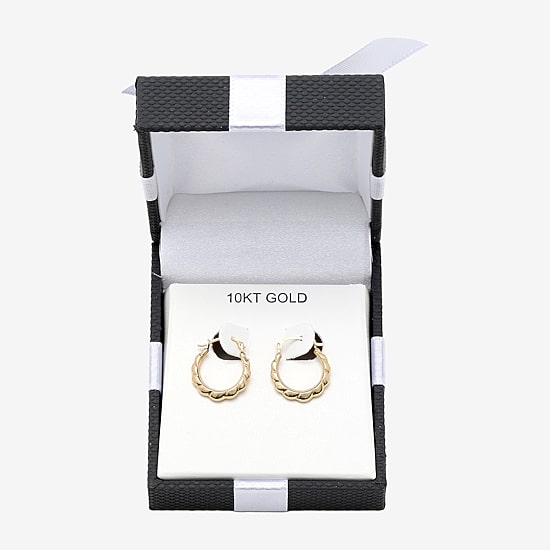 Small Scalloped Edge Hoop Earrings 10K Gold