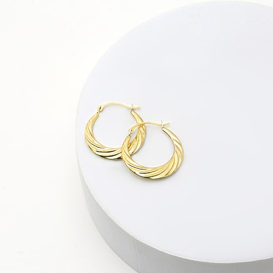 Croissant Womens 10K Gold 21.1mm Round Hoop Earrings