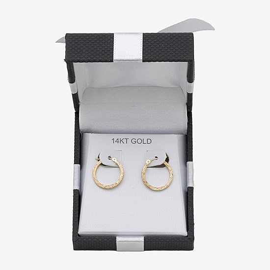 Womens 14K Gold 15mm Hoop Earrings