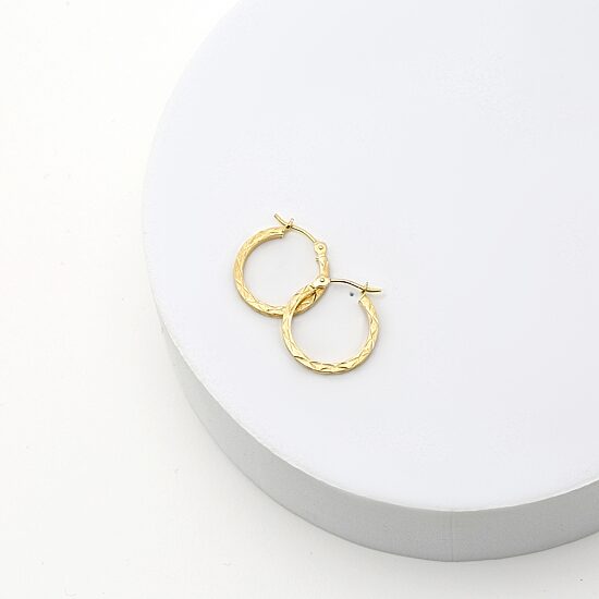 Womens 14K Gold 15mm Hoop Earrings