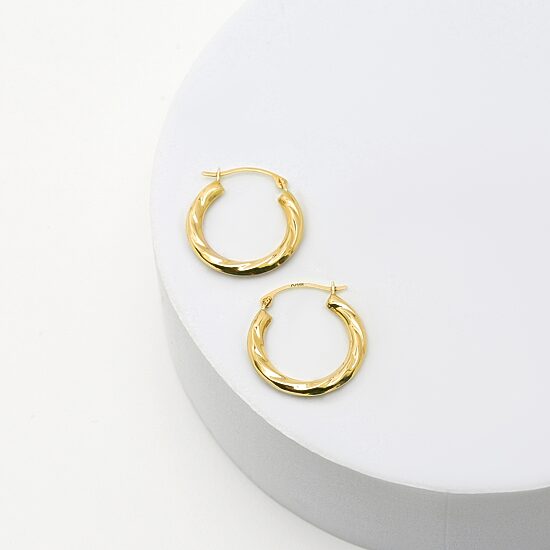 Womens 14K Gold 18mm Hoop Earrings