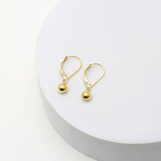 14K Gold Ball Drop Earrings