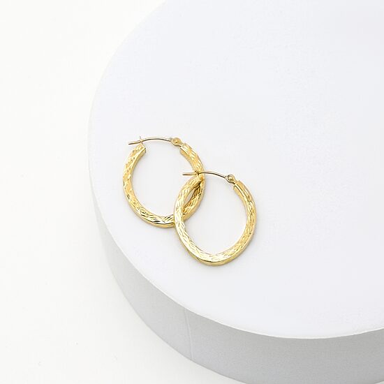 Diamond-Cut 14K Gold 18mm Hoop Earrings  