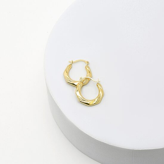 Womens 10K Gold 13mm Round Hoop Earrings