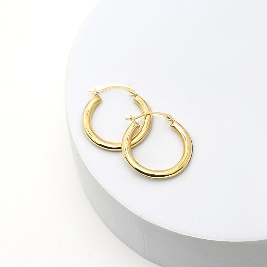 14K Gold Round Polished 21mm Hoop Earrings