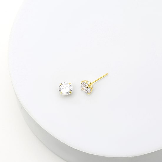 Cubic Zirconia 10K Gold 6mm Stud Earrings