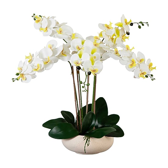 Nearly Natural 23in. White Phalaenopsis Orchid Floral Arrangement