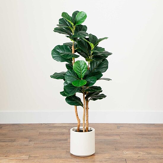 Nearly Natural 4ft. Green Fiddle Leaf Indoor Artificial Tree