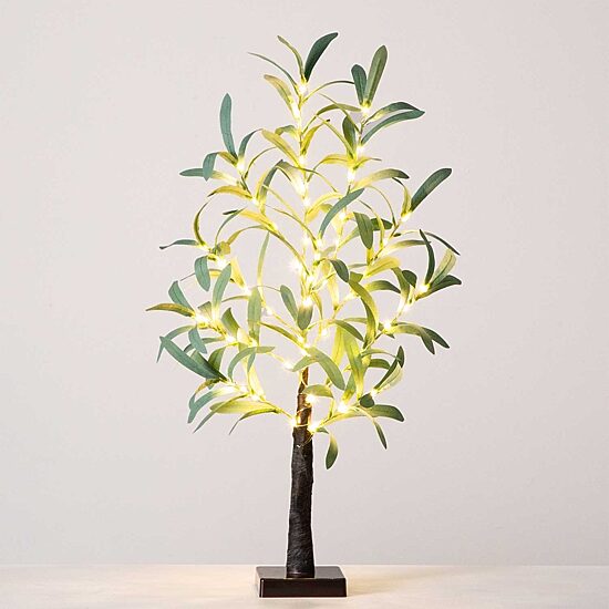 Nearly Natural 2ft. Green Lighted Olive Indoor Artificial Tree
