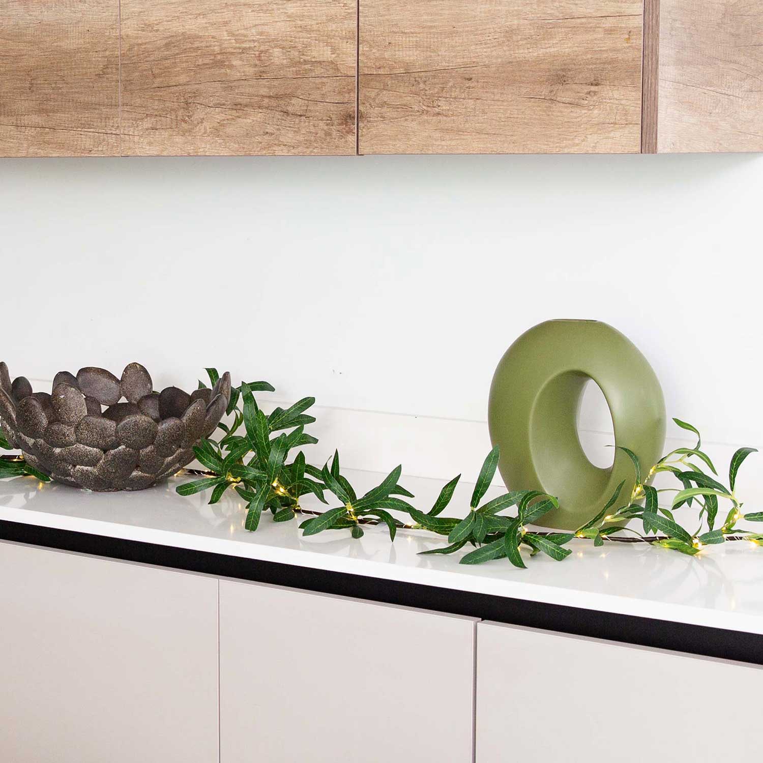 Nearly Natural 6.5ft. Green Lighted Olive Indoor Garland