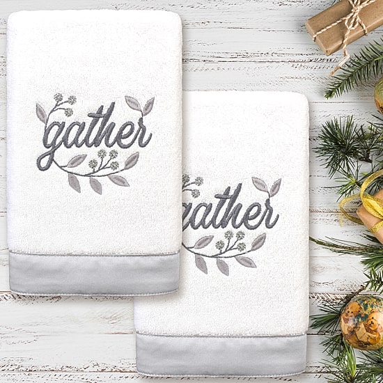 Linum Home Textiles Gather Embroidered 2-pc. Hand Towel