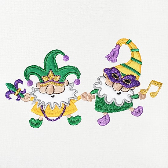 Linum Home Textiles Mardi Gras Gnomes Embroidered 2-pc. Hand Towel