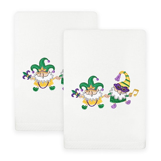 Linum Home Textiles Mardi Gras Gnomes Embroidered 2-pc. Hand Towel