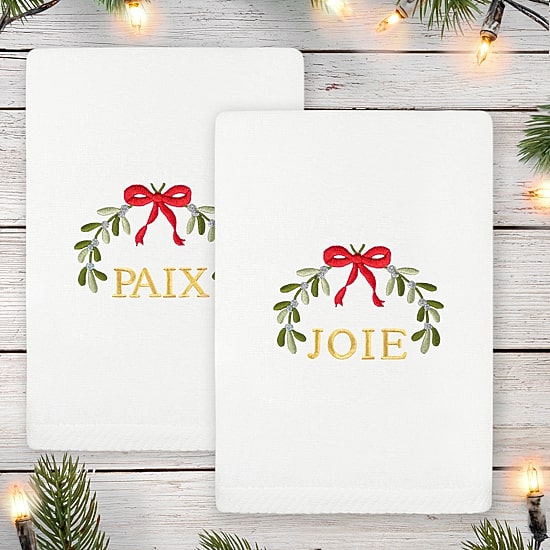 Linum Home Textiles Mistletoe Paixjoie Embroidered 2-pc. Hand Towel