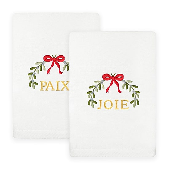 Linum Home Textiles Mistletoe Paixjoie Embroidered 2-pc. Hand Towel
