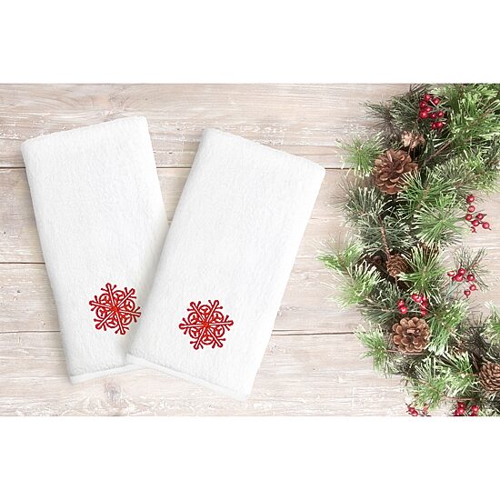 Linum Home Textiles Red Snow Flake 2-pc. Hand Towel