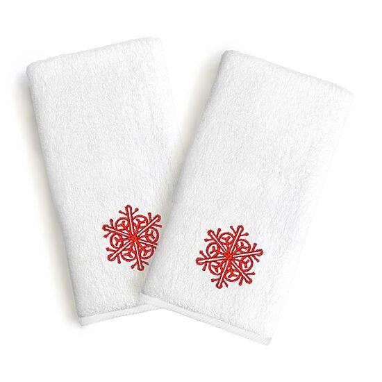 Linum Home Textiles Red Snow Flake 2-pc. Hand Towel