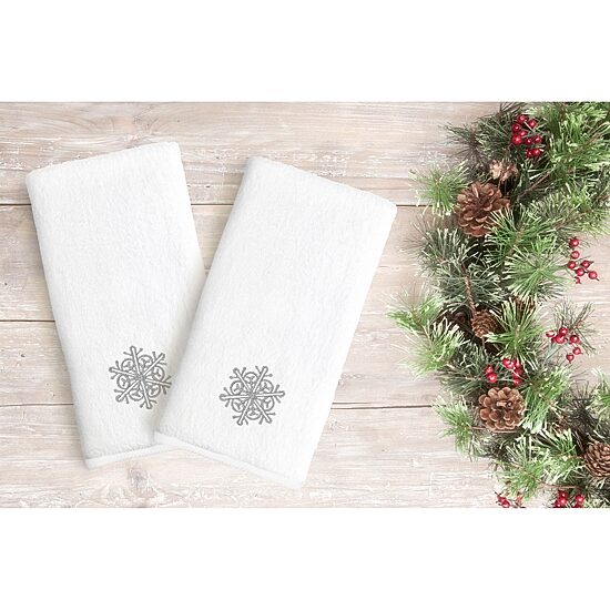 Linum Home Textiles Grey Snow Flake 2-pc. Hand Towel
