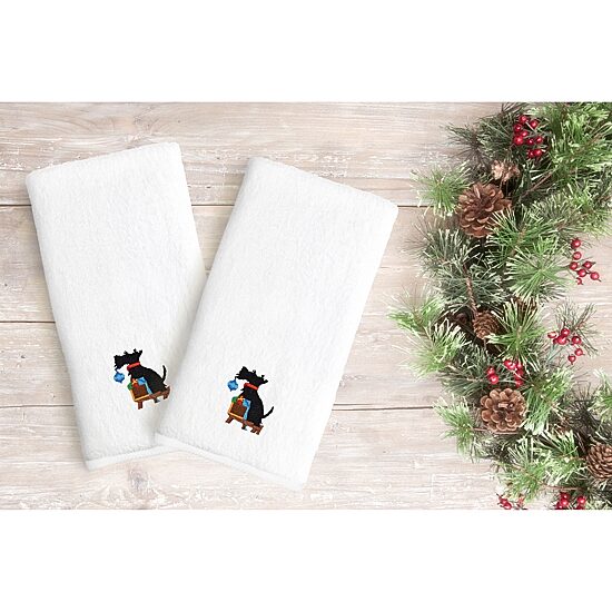 Linum Home Textiles Christmas Dog 2-pc. Hand Towel