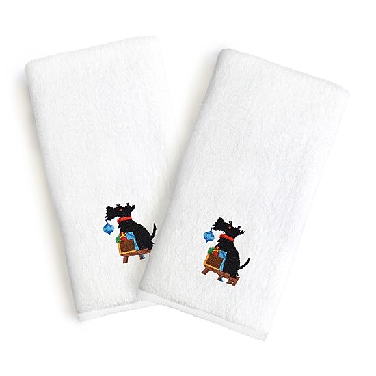 Linum Home Textiles Christmas Dog 2-pc. Hand Towel