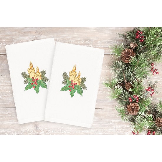 Linum Home Textiles Christmas Candles 2-pc. Hand Towel