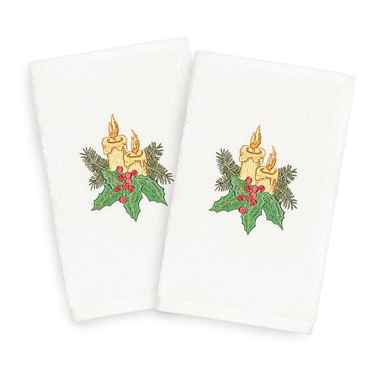 Linum Home Textiles Christmas Candles 2-pc. Hand Towel