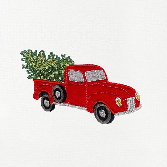 Linum Home Textiles Christmas Truck Embroidered 2-pc. Hand Towel