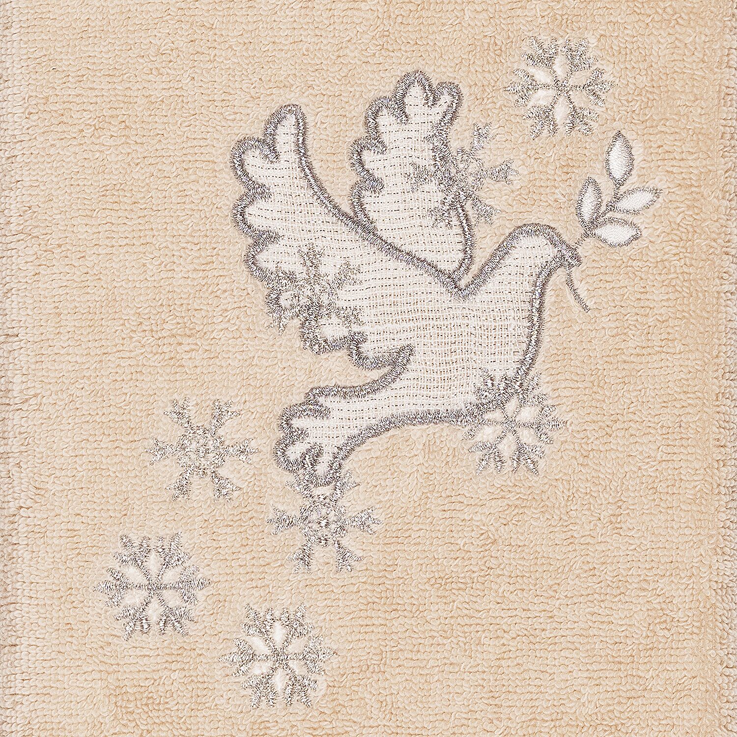 Linum Home Textiles Christmas Dove Embroidered 2-pc. Hand Towel