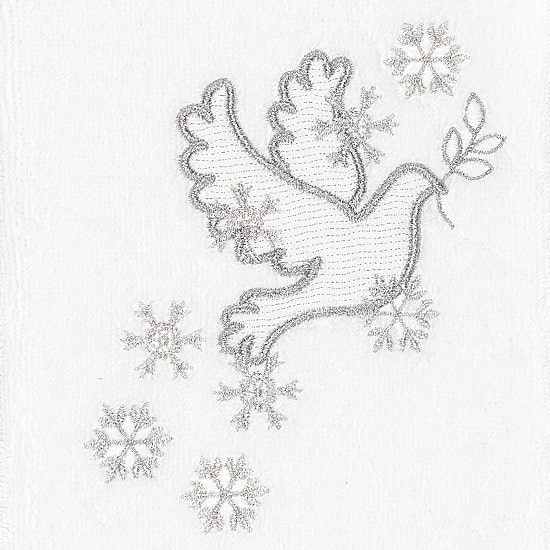 Linum Home Textiles Christmas Dove Embroidered 2-pc. Hand Towel