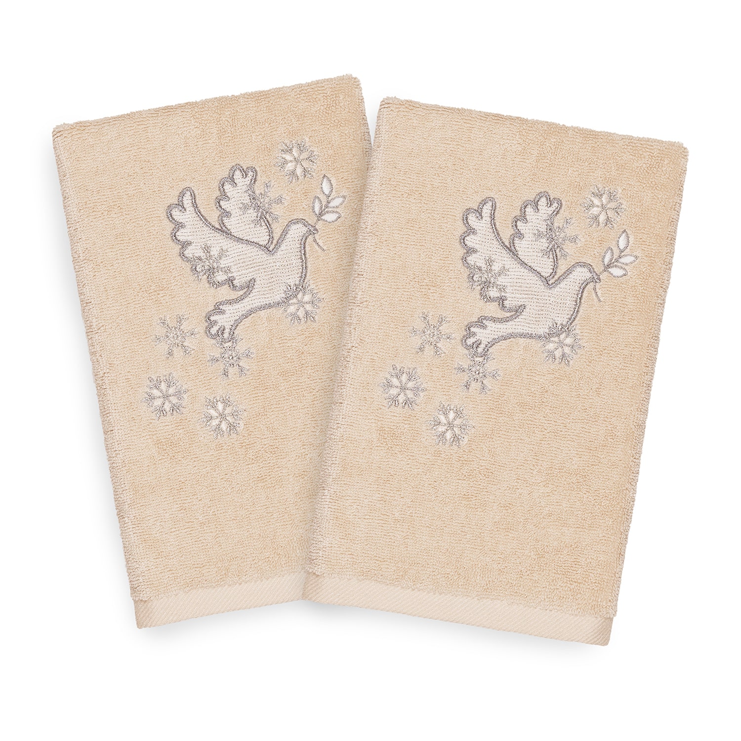 Linum Home Textiles Christmas Dove Embroidered 2-pc. Hand Towel