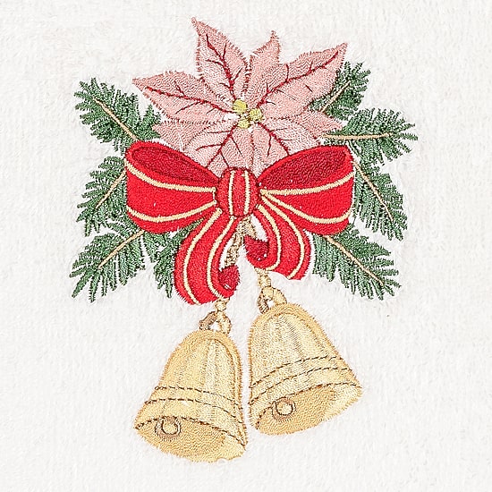 Linum Home Textiles Christmas Bells Embroidered 2-pc. Hand Towel