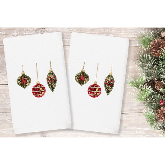 Linum Home Textiles Christmas Ornament Embroidered 2-pc. Hand Towel