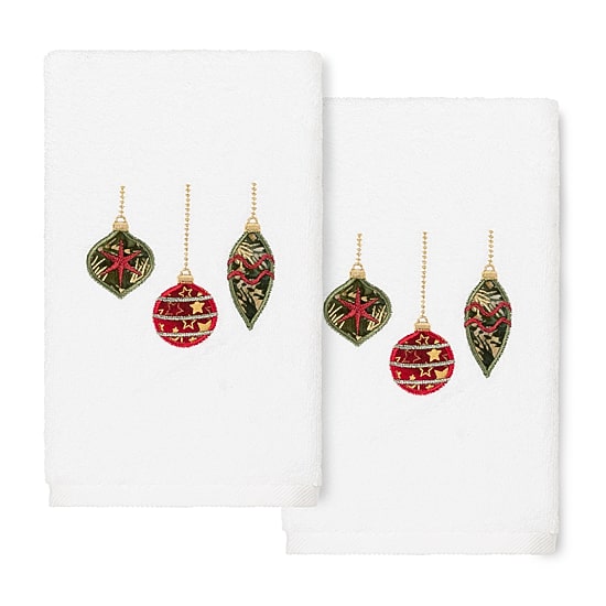Linum Home Textiles Christmas Ornament Embroidered 2-pc. Hand Towel