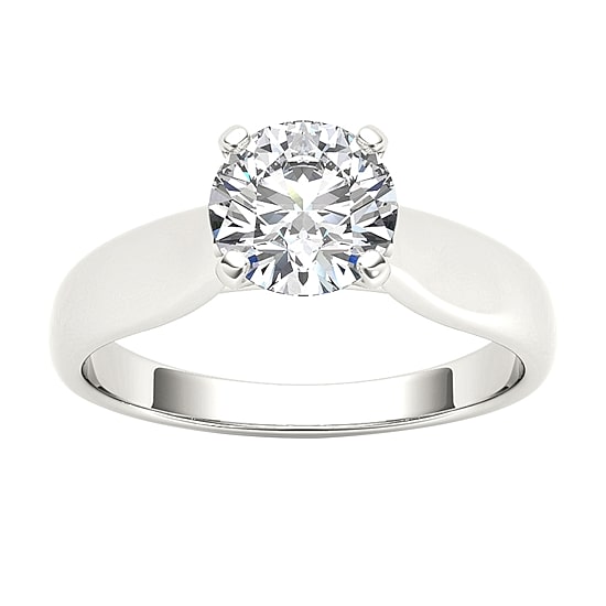 Womens 3/4 CT. Natural White Diamond 14K Gold Round Solitaire Engagement Ring