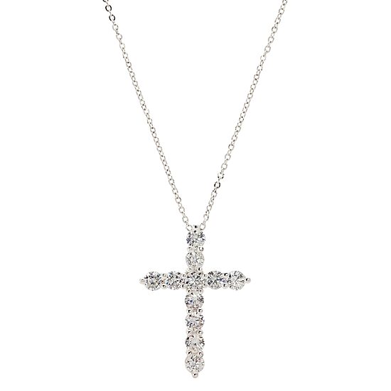 Sparkle Allure Womens Cubic Zirconia Pure Silver Over Brass Cross 16 Inch Pendant Necklace