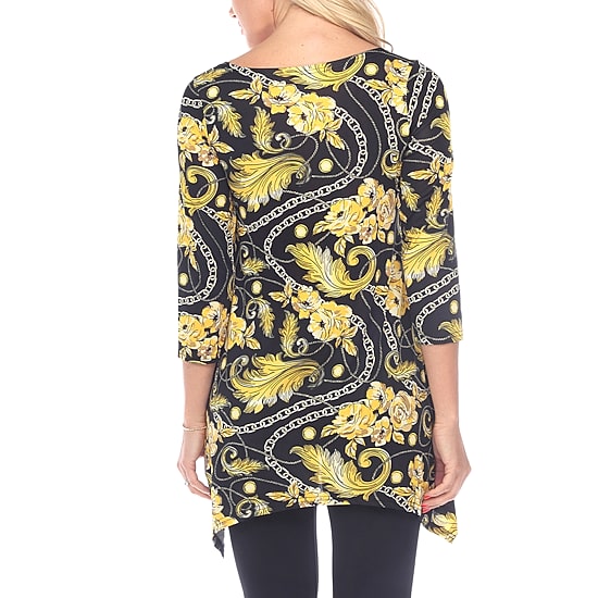 White Mark Womens Scoop Neck 3/4 Sleeve Tunic Top
