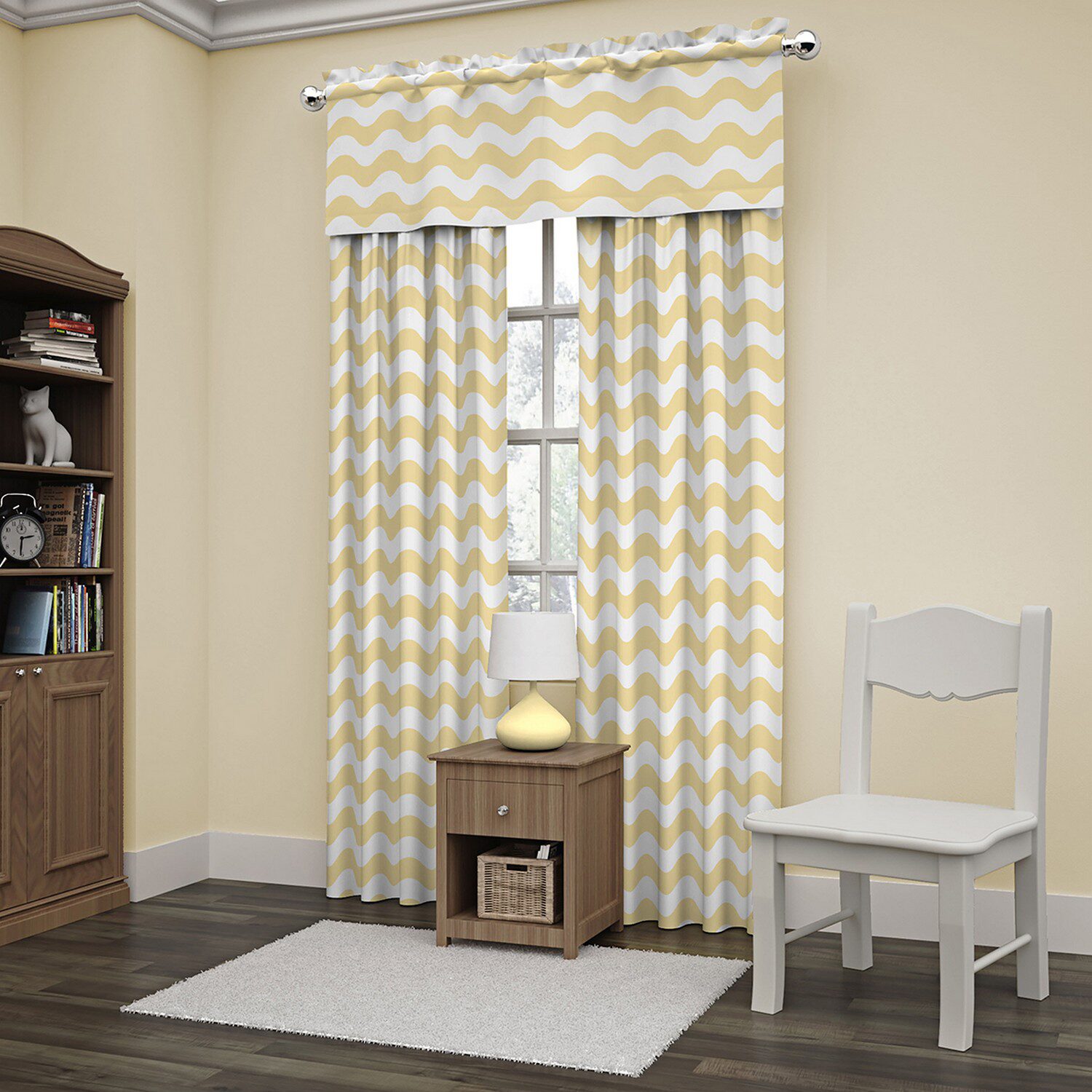 Eclipse Wavy Chevron Rod Pocket Energy Saving Blackout Single Curtain Panel