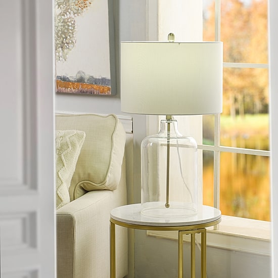 Collective Design By Stylecraft Glass With Gold Metal Rod Table Lamp