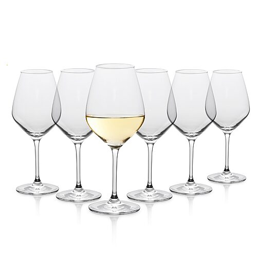 14.5-Ounce White Wine Glasses, Set of 6, Lead-Free Crystal, Break Resistant