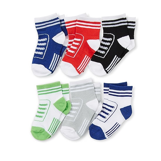 Piper & Jax Sneaker Baby Boys 6 Pair Crew Socks