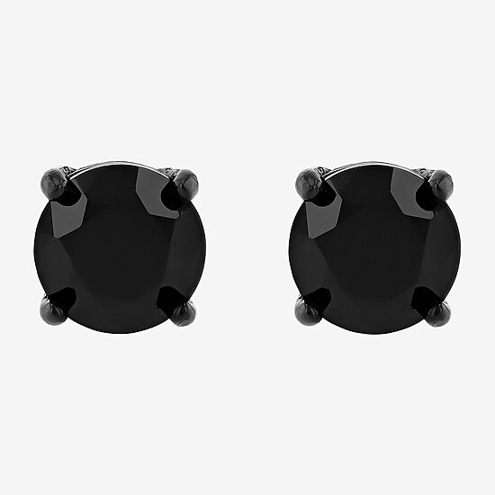 Genuine Black Spinel Stainless Steel 15.4mm Stud Earrings