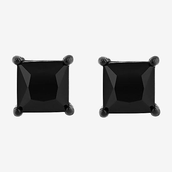 Genuine Black Spinel Stainless Steel 15mm Stud Earrings