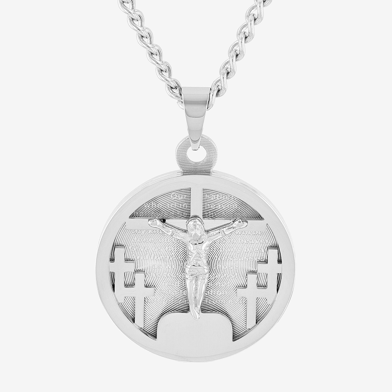 Mens Stainless Steel Round 24 Inch Pendant Necklace