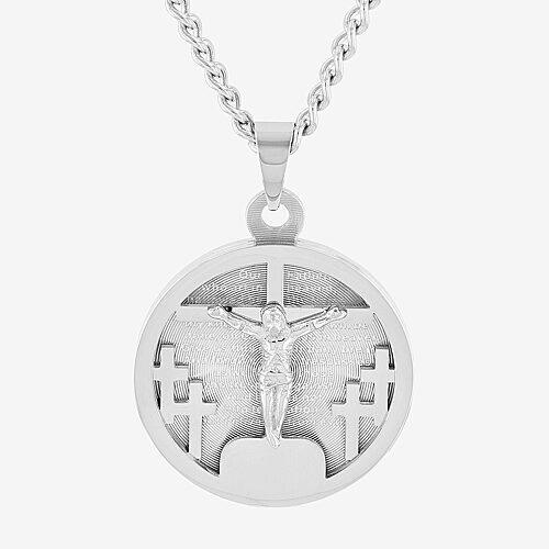 Mens Stainless Steel Round 24 Inch Pendant Necklace, One Size