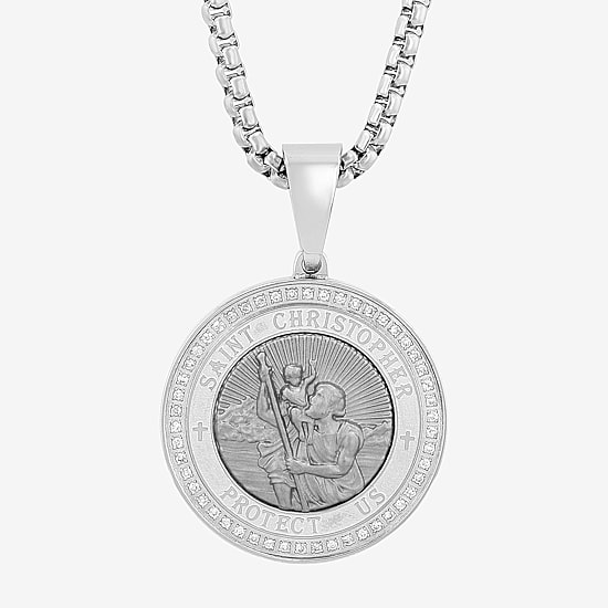 Mens 1/4 CT. T.W. Natural Diamond Stainless Steel Pendant Necklace