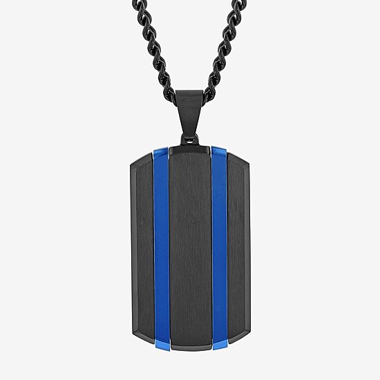Mens Stainless Steel Dog Tag 24 Inch Pendant Necklace