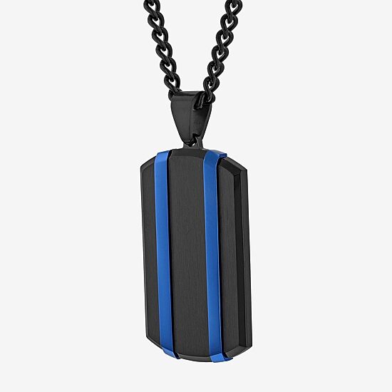 Mens Stainless Steel Dog Tag 24 Inch Pendant Necklace