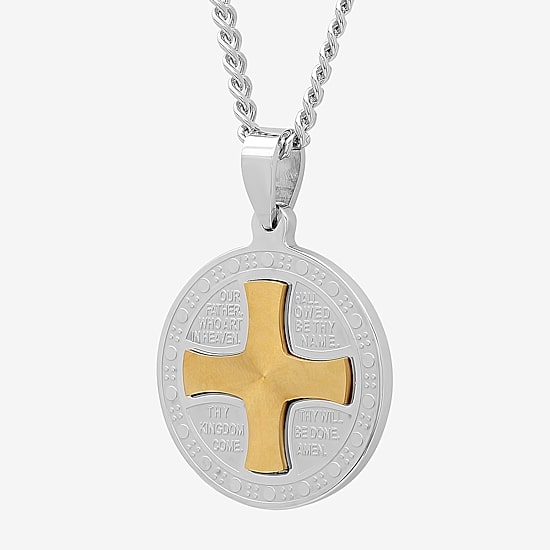 Mens Stainless Steel Circle 24 Inch Pendant Necklace