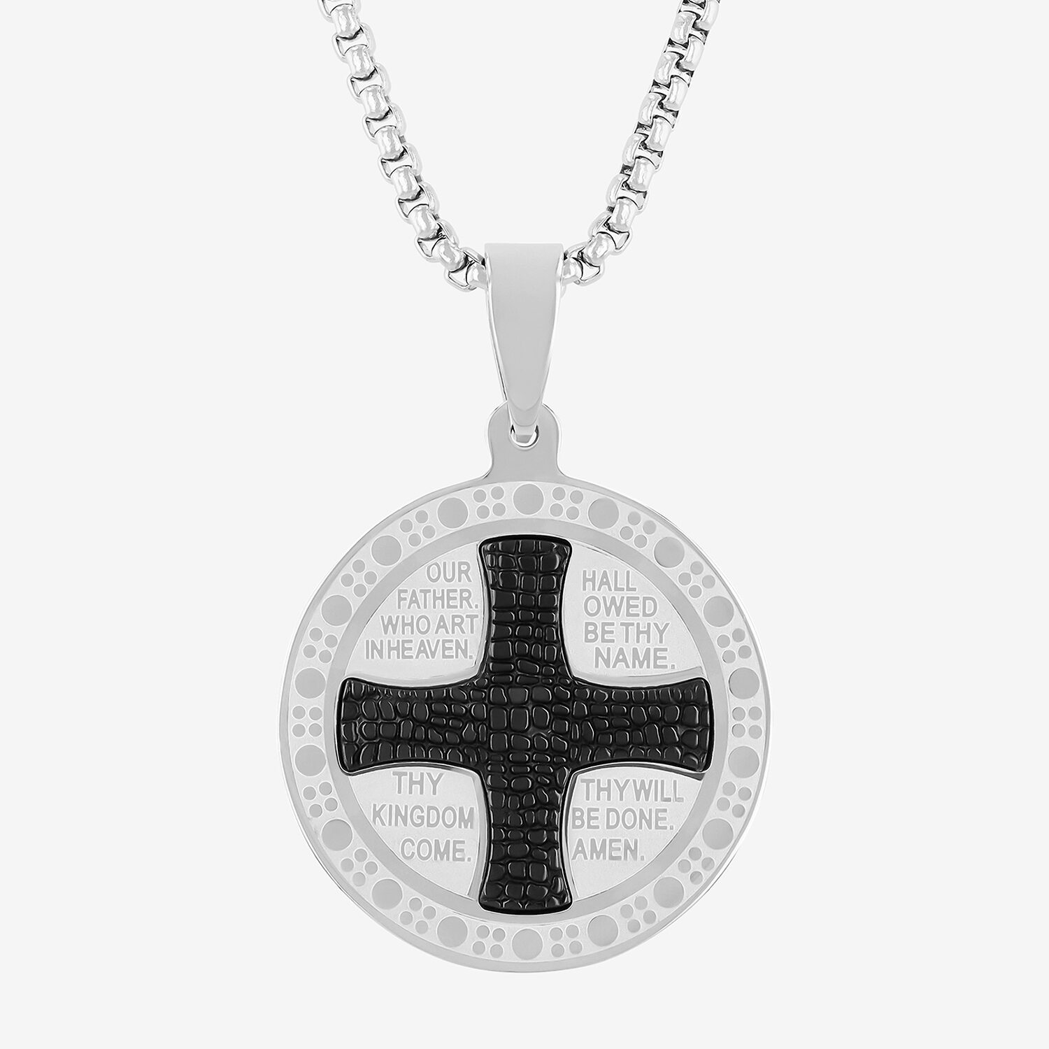 Mens Stainless Steel Circle 24 Inch Pendant Necklace