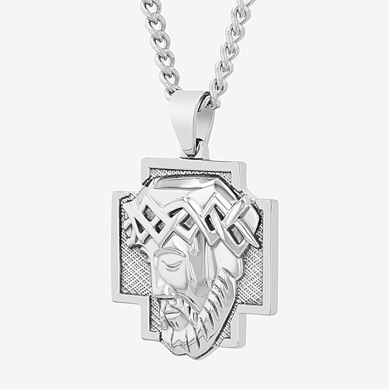 Mens Stainless Steel 24 Inch Pendant Necklace